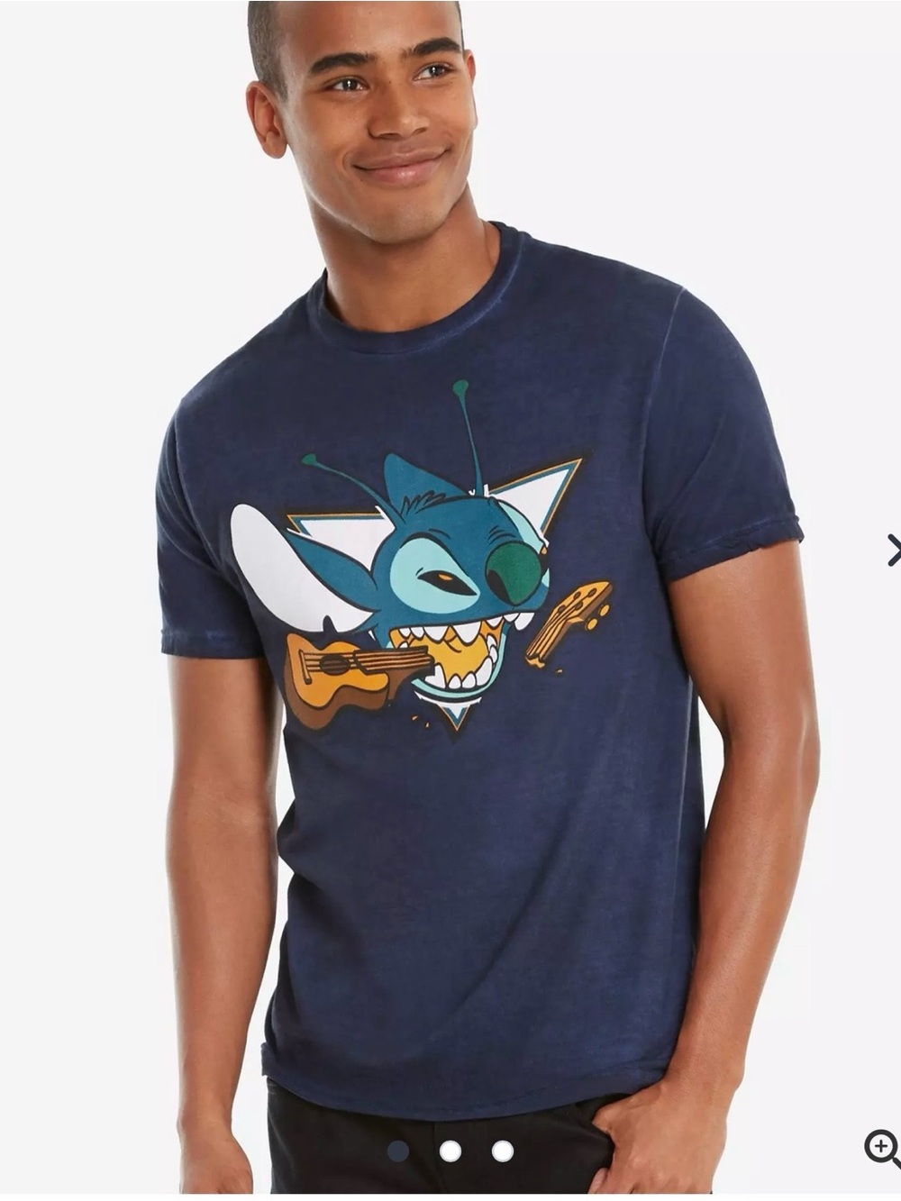 Disney Navy Short-Sleeve Tee with Blue Alien Guitar Graphic
